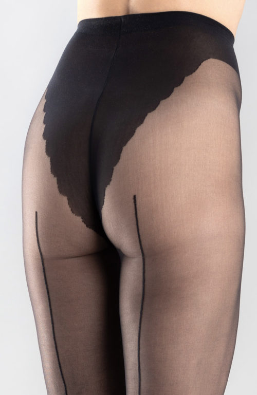 Schwarze modische Feinstrumpfhose mit Naht und Bikini Collanteria Riga