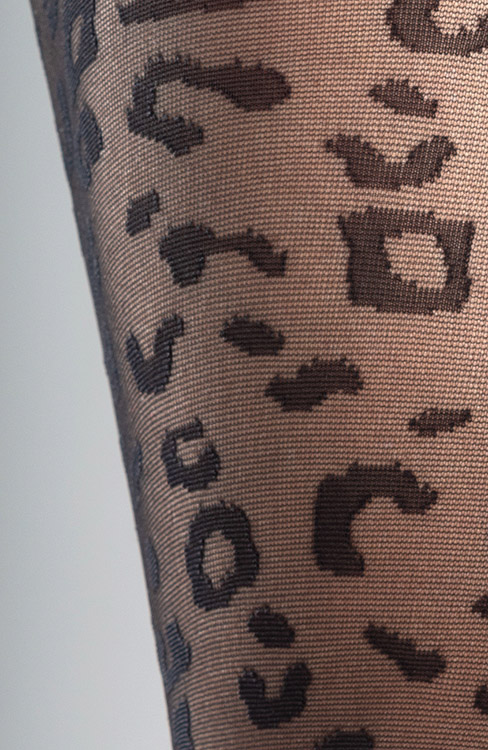 Schwarze modische Feinstrumpfhose mit Gepardenmuster Collanteria Safari