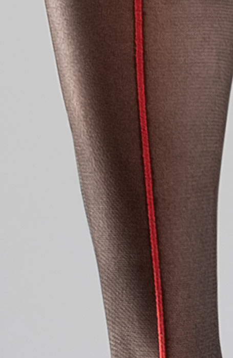 Modische schwarze Feinstrumpfhose mit rotem Naht Collanteria Havana