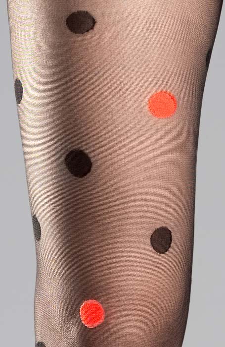 Sehr feine schwarze Strumpfhose 15DEN mit großen Tupfen Collanteria Acapulco