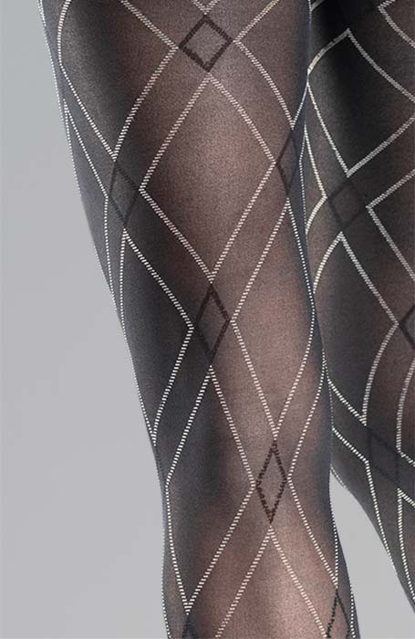 Schwarze modische Winterstrumpfhose 40 DEN mit geometrischem Muster Collanteria Avenue